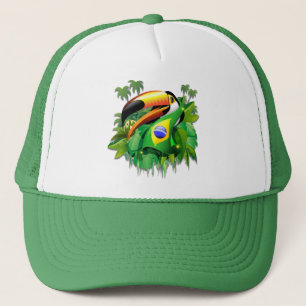 Toco Toucan with Brazil Flag Trucker Hat