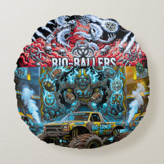 TOCOCLAWS Bio-Armor Monster Truck - Toxic Skull Round Pillow