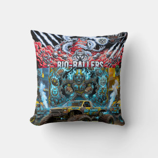 TOCOCLAWS Bio-Armor Monster Truck - Toxic Skull Throw Pillow