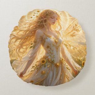 TOCOCLAWS Crystal Amethyst Fairy Fantasy Angel Round Pillow