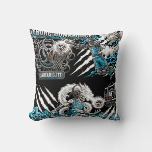 TOCOCLAWS Cyborg Dunkforce - Undead Elite Basketba Throw Pillow