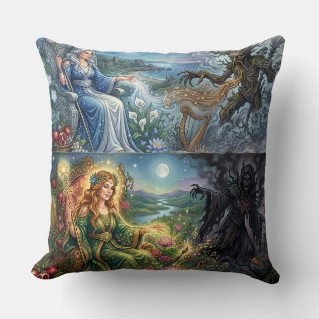 TOCOCLAWS Fantasy Goddess and Tree Monster Magic A Throw Pillow (Front)