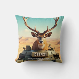 TOCOCLAWS Funny Hunting Humor: Deer In A Military Throw Pillow