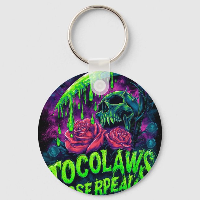 TOCOCLAWS Grim Reaper Skull Slime Rose Horror Keychain (Front)