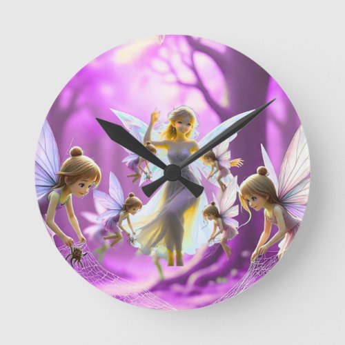 TOCOCLAWS Starlight Iridescent Fairy Fantasy Angel Round Clock