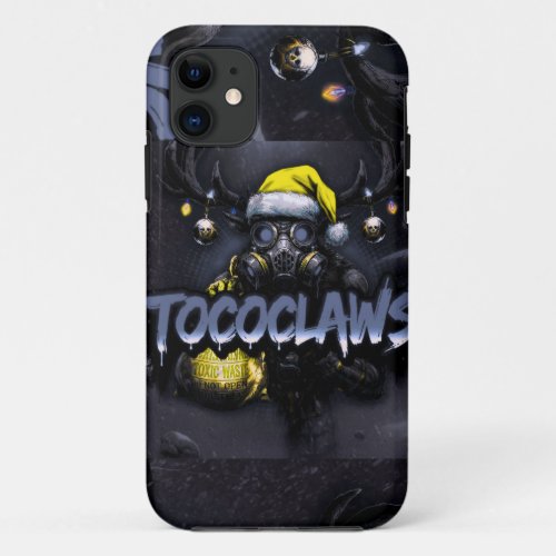 tococlaws, toxic baseball, gas mask art, skeleton iPhone 11 case