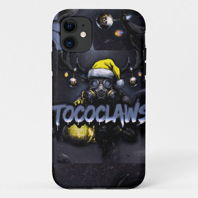 tococlaws, toxic baseball, gas mask art, skeleton  Case-Mate iPhone case (Back)