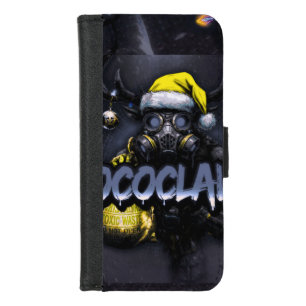 tococlaws, toxic baseball, gas mask art, skeleton iPhone 8/7 wallet case