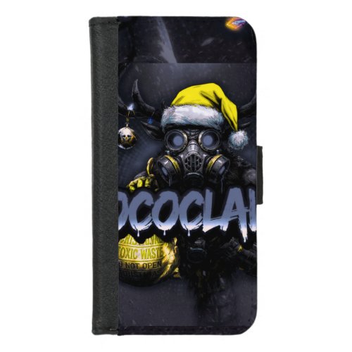 tococlaws, toxic baseball, gas mask art, skeleton iPhone 8/7 wallet case