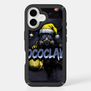 tococlaws, toxic baseball, gas mask art, skeleton iPhone 16 case