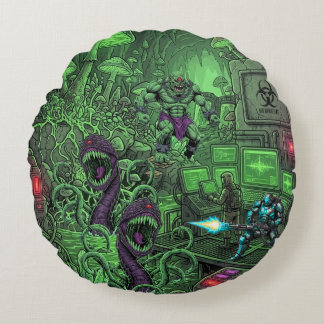 TOCOCLAWS Toxic Cavern Lab - Biohazard Monster Bat Round Pillow