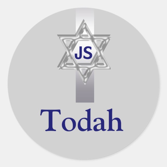 Todah thanks bar mitzvah celebrations classic round sticker (Front)
