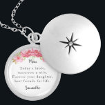 Today a Bride Mother-of-the-Bride Keepsake Locket Necklace<br><div class="desc">Today a bride,  tomorrow a wife. Forever your daughter,  best friends for life. Personalize this pretty floral design with your name and it will make a thoughtful keepsake gift for your mother.</div>