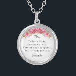 Today a Bride Mother-of-the-Bride Keepsake Silver Plated Necklace<br><div class="desc">Today a bride,  tomorrow a wife. Forever your daughter,  best friends for life. Personalize this pretty floral design with your name and it will make a thoughtful keepsake gift for your mother.</div>