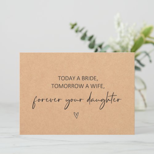 Today a bride Tomorrow a wife Flat Card