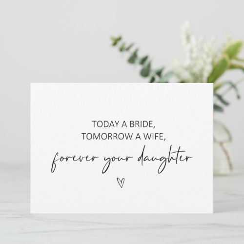Today a bride Tomorrow a wife Flat Card