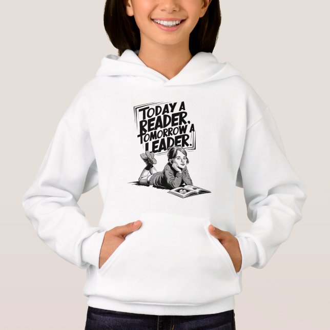 Today a Reader - Book Reading Girl - Bookworm Girl Hoodie (Front)
