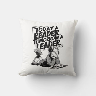 Today a Reader - Book Reading Girl - Bookworm Girl Throw Pillow