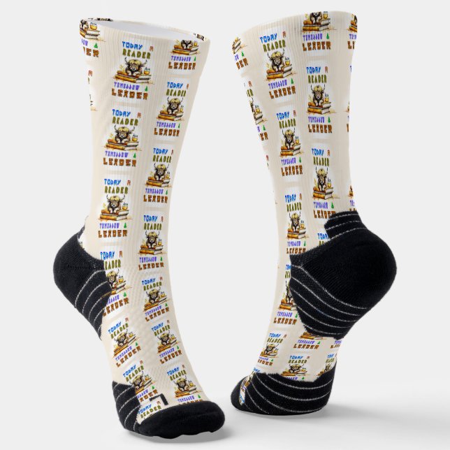 Today A Reader Tomorrow A Leader Socks (Angled)