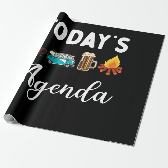 Today Agenda Coffee Camping Beer Campfire Wrapping Paper (Unrolled)