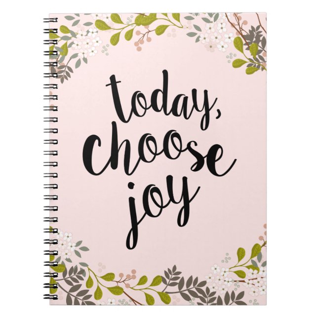 Today, Choose Joy Natural Woodland Floral Notebook (Front)