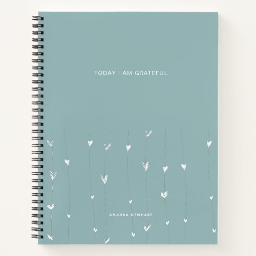Today I Am Grateful Quote Hearts Notebook