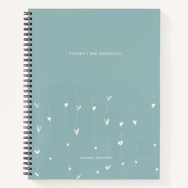 Today I Am Grateful Quote Hearts Notebook (Front)