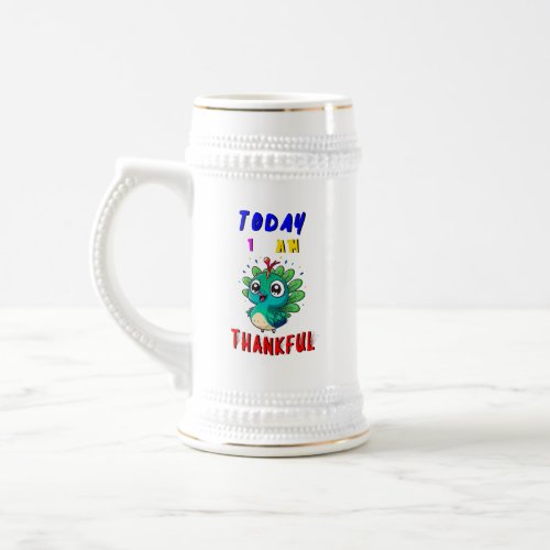 Today I Am Thankful November Peacock Thanksgiving Beer Stein