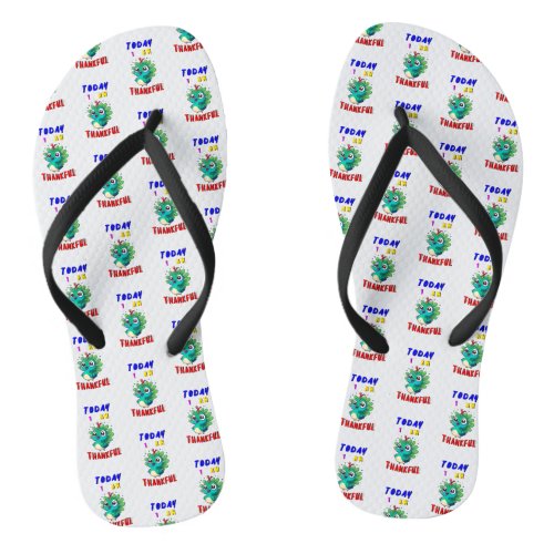 Today I Am Thankful November Peacock Thanksgiving Flip Flops