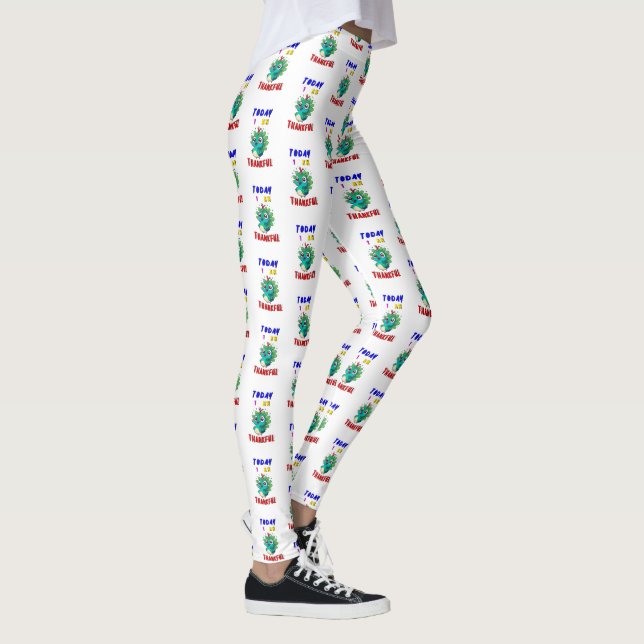 Today I Am Thankful November Peacock Thanksgiving Leggings (Right)