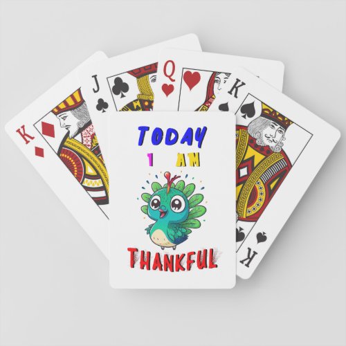 Today I Am Thankful November Peacock Thanksgiving Playing Cards