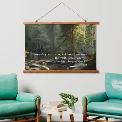 Today I Am Wise Quote Nature Landscape Hanging Tapestry