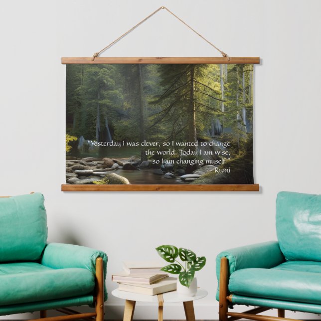 Today I Am Wise Quote Nature Landscape Hanging Tapestry (Living Room)
