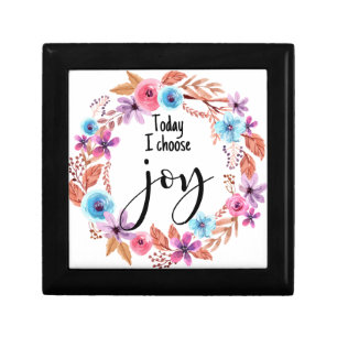 Today I choose Joy Inspirational Quote Pink Floral Gift Box