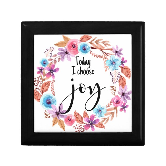 Today I choose Joy Inspirational Quote Pink Floral Gift Box (Front)