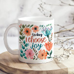"Today I Choose Joy" Pastel Floral Inspiration Coffee Mug<br><div class="desc">Brighten your mornings with this Teal and Coral Floral Inspiration Self-Care Coffee Mug, featuring the "Today I Choose Joy" inspirational quote. This uplifting mug serves as a daily reminder to embrace happiness and positivity. Perfect for self-care rituals, morning coffee, or as a thoughtful gift for someone who loves a touch...</div>