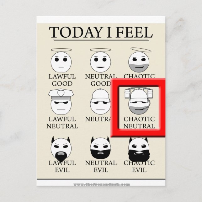 Today I Feel Chaotic Neutral Postcard (Front)