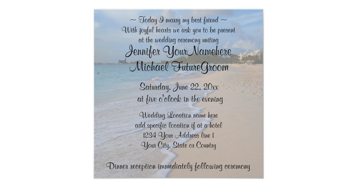 Today I Marry My Best Friend Beach Wedding Invitation ...