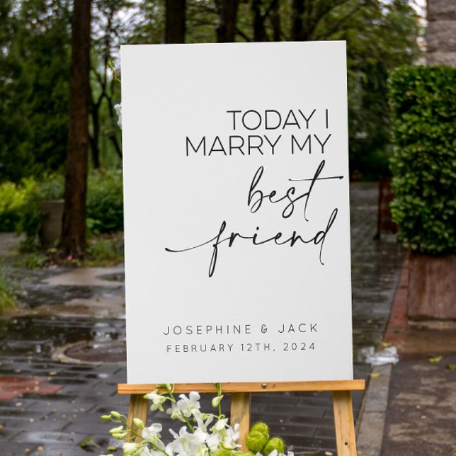 Today I Marry My Best Friend Wedding Faux Canvas Print (Today I marry my best friend wedding ceremony signage)