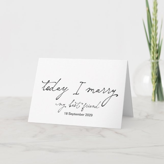 Today I Marry You Bride Groom Wedding Day Card (Front)