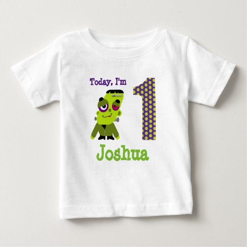 Today Im 1 Birthday Green Monster Baby T_Shirt