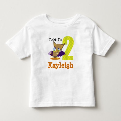 Today Im 2 Cartoon Brown Bat Birthday Toddler T_shirt