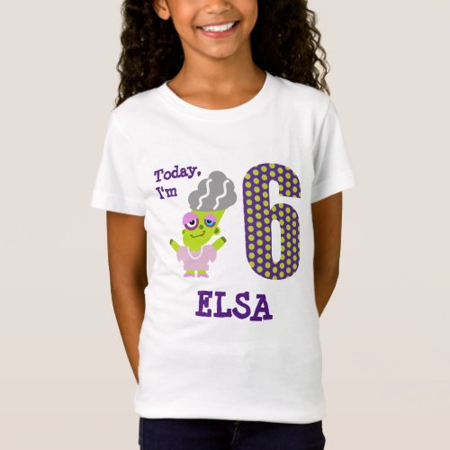 Today Im 6 Green Monster Bride Birthday T_Shirt