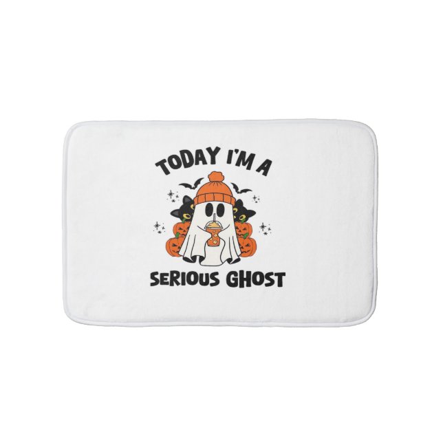 TODAY I'M A SERIOUS GHOST COFFEE PUMPKIN HALLOWEEN BATH MAT (Front)