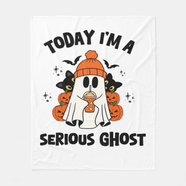 TODAY I'M A SERIOUS GHOST COFFEE PUMPKIN HALLOWEEN FLEECE BLANKET (Front)