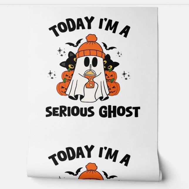 TODAY I'M A SERIOUS GHOST COFFEE PUMPKIN HALLOWEEN WALLPAPER  (Unrolling)