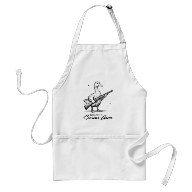 Today I'm A Serious Goose Lovers Goose With Gun Adult Apron (Front)