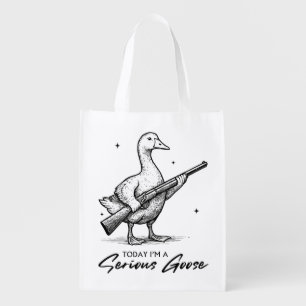 Today I'm A Serious Goose Lovers Goose With Gun Grocery Bag
