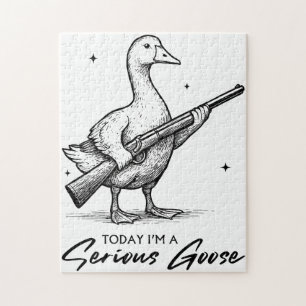Today I'm A Serious Goose Lovers Goose With Gun Jigsaw Puzzle