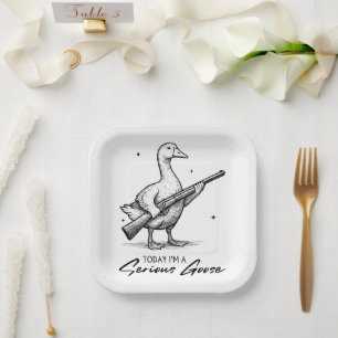 Today I'm A Serious Goose Lovers Goose With Gun Paper Plates